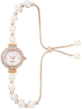 Women's White Analog Quartz Light Simple Floral Bracelet Diamond Luxury Watch